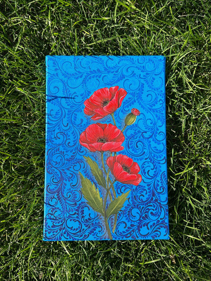 Poppy flowers painting on canvas by Anastasia Leonova