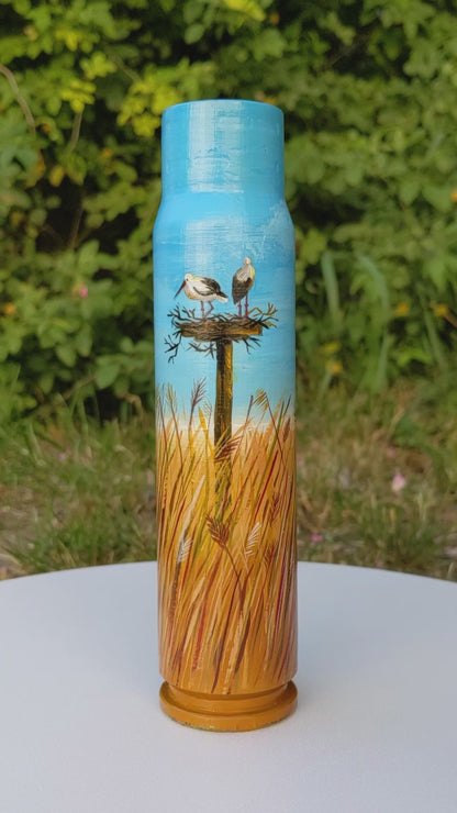 30mm shell with drawing of wheat fields. (#800)