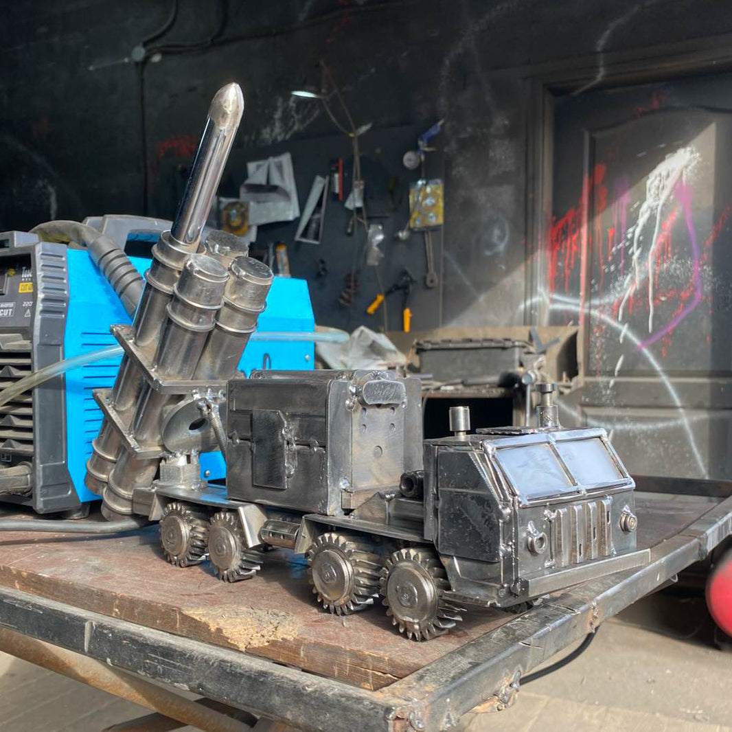 R-360 Neptune missile launching from mobile vehicle with artwork design details