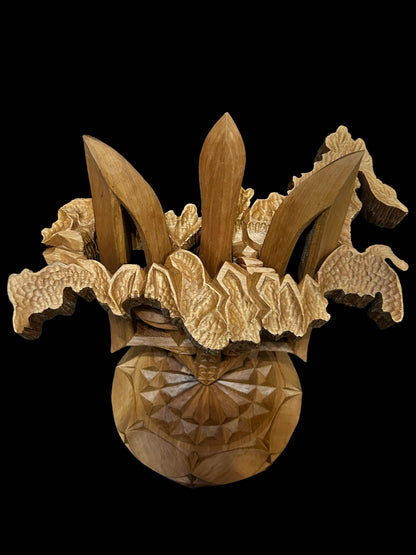 Handmade wooden sculpture of Russia impaled on Tryzub by Vitalii Trokhymenko