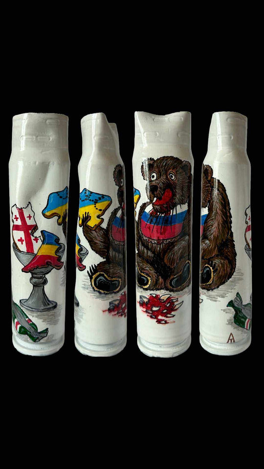 30mm painted 16.5cm tall Russian Bear sculpture by Ukrainian artist
