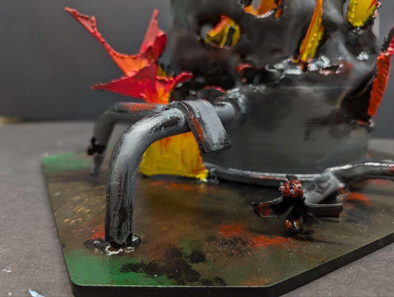 Russian fuel storage container model struck by Ukraine, detailed artwork by Hisoshi Art Studio and painted by Catherine Ruban