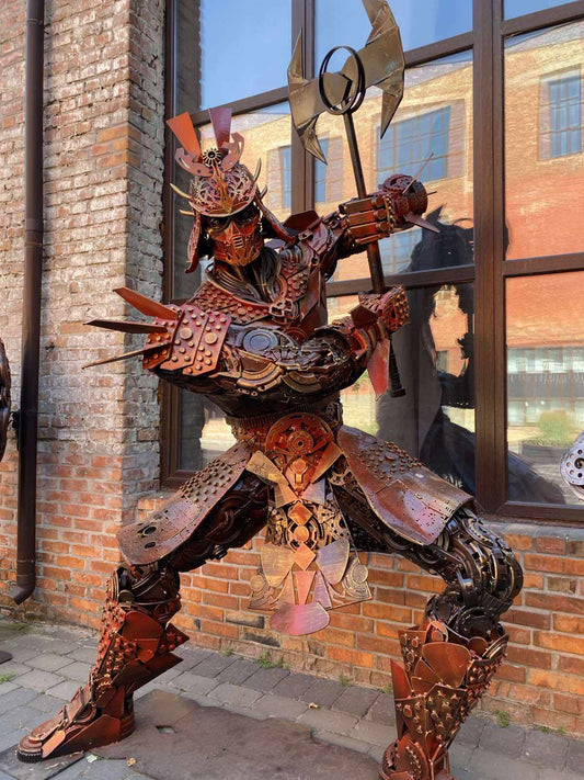 Large Samurai artwork by Hisoshi measuring 270x200cm weighing 700-800kg
