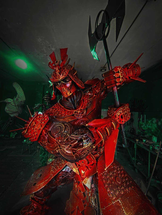 Samurai artwork by Hisoshi, large 270x200cm, heavy 700-800kg sculpture