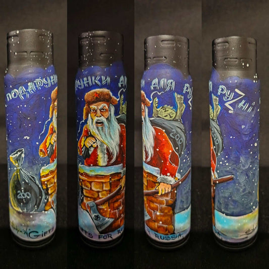 Santa's gifts to Russia painted on 30mm shell by artist Tetana