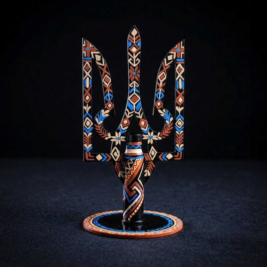 Small tryzub with bullet cartridge artwork by Catherine Ruban