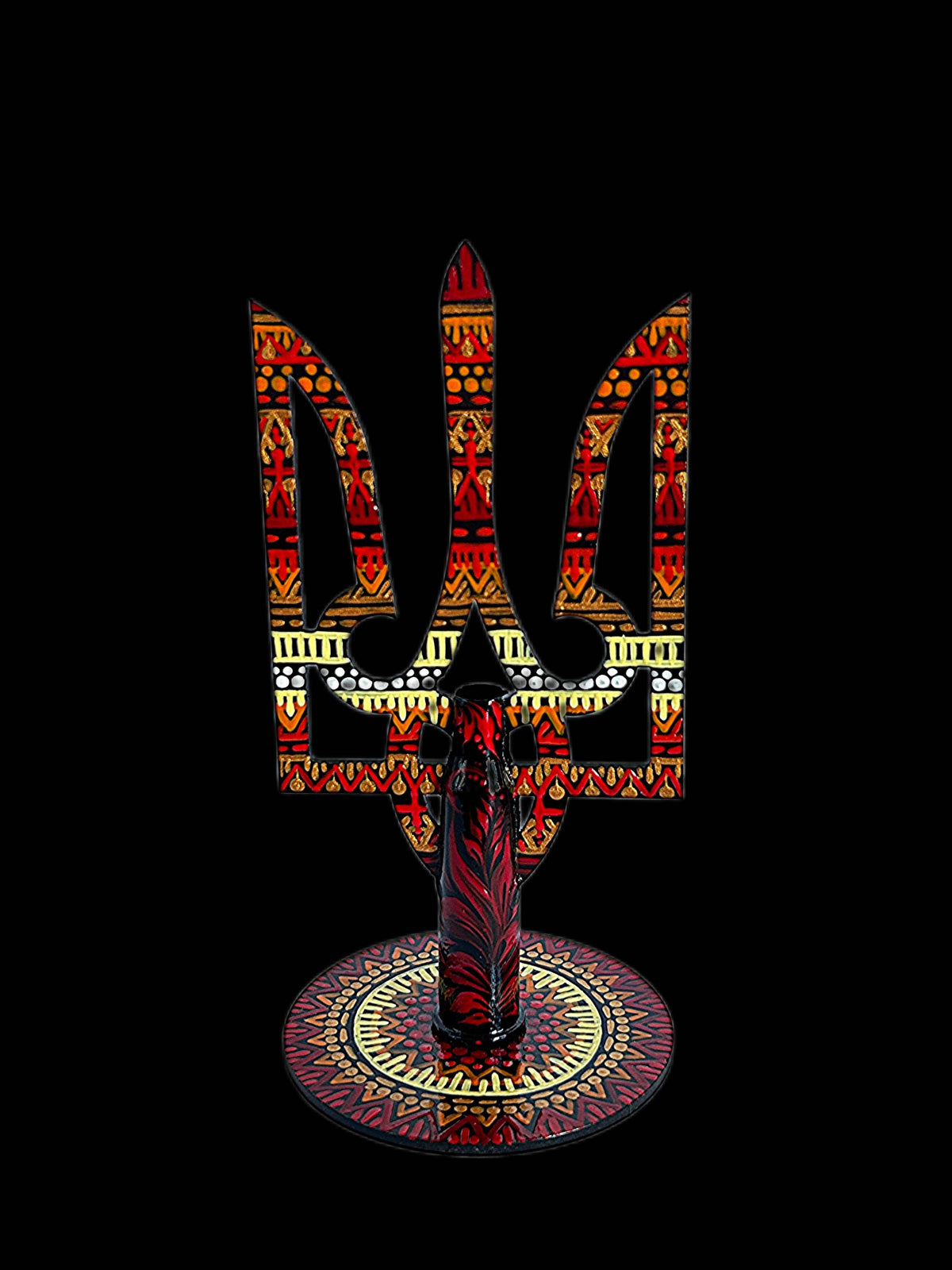 Small tryzub emblem with bullet cartridge artwork by Marina Shepelyk