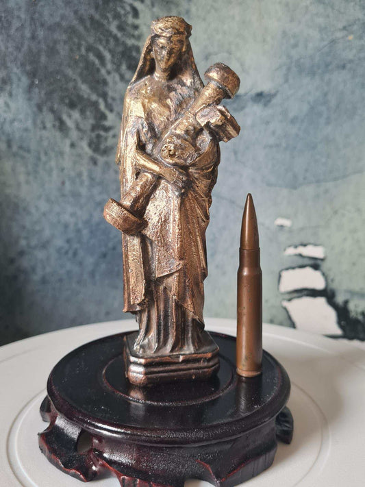 St. Javelin statue made from real battlefield ammunition, 17 cm tall, symbolizing Ukraine's protector