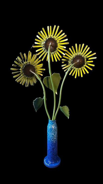 Sunflowers in Gepard shell vase artwork by Hisoshi Art Studio and Anastasia Leonova