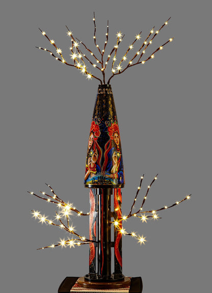 Tree lamp made from 220mm 9M27K1 cargo rocket with European 220V outlet designed by Tanya Shacun