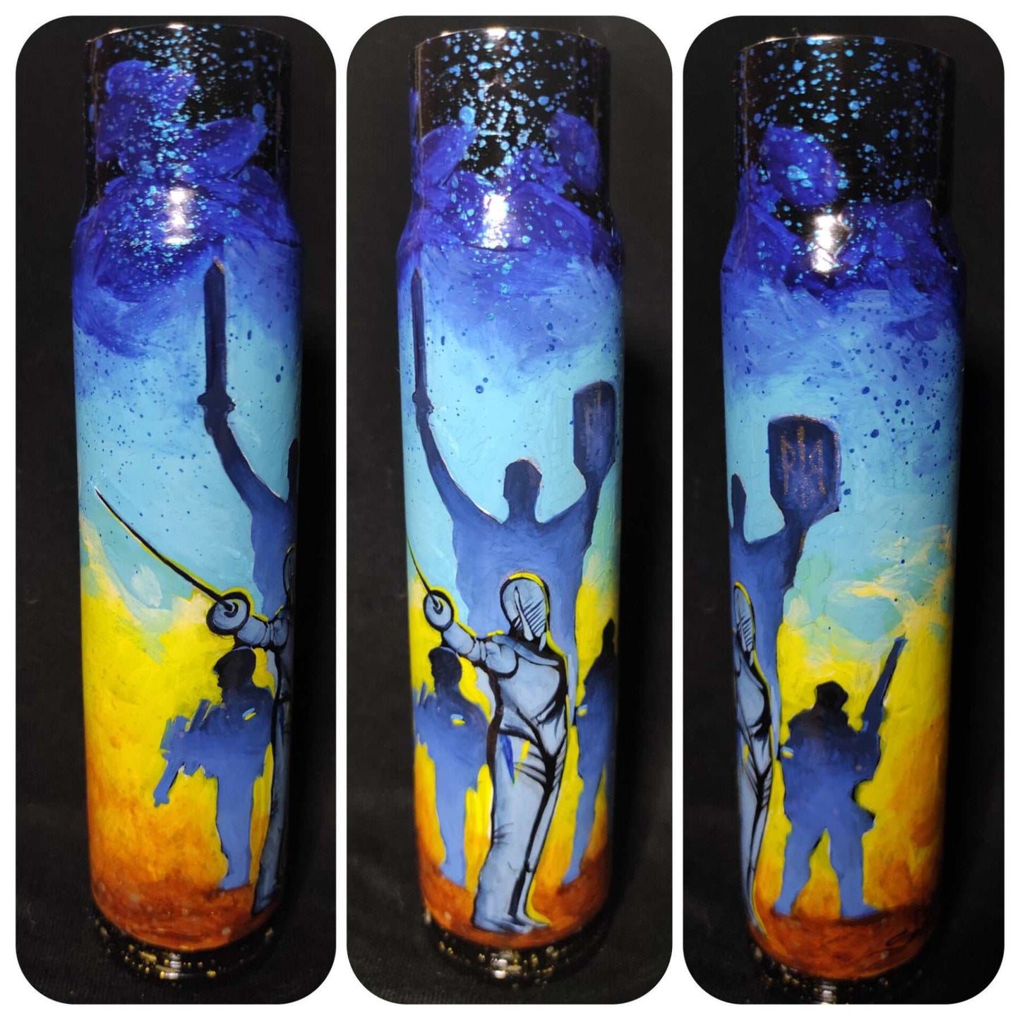 Ukrainian Defenders artwork painted on 30mm shell by Tanya Shacun