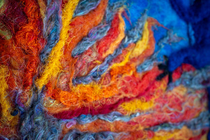 Ukrainian dragon wool artwork burning the Kremlin on canvas 40x50cm