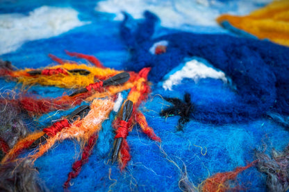 Ukrainian dragon made from wool burning the Kremlin on canvas 40x50cm