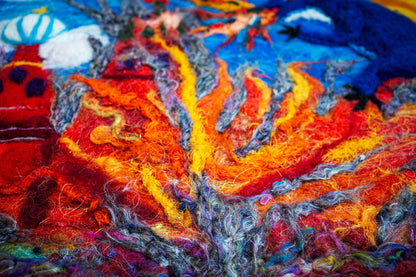 Ukrainian dragon made of wool burning the Kremlin on canvas 40x50cm