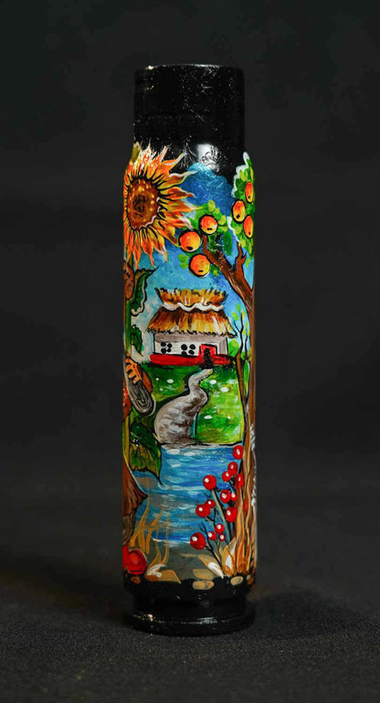 Scene from Ukrainian folktale Яйце-Райце painted on 30mm shell by Tetana Shakun