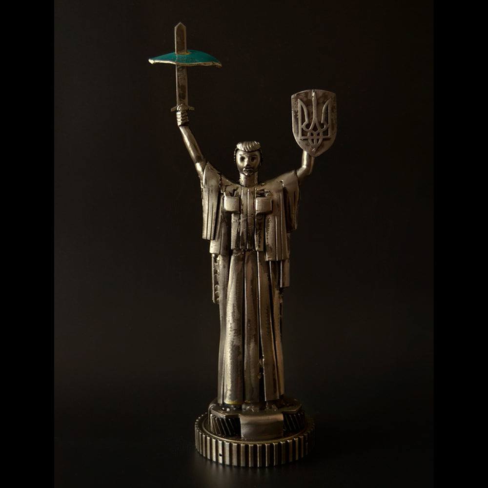 Ukrainian Motherland Monument with fragment of downed SU-34 jet artwork by Hisoshi Art Studio