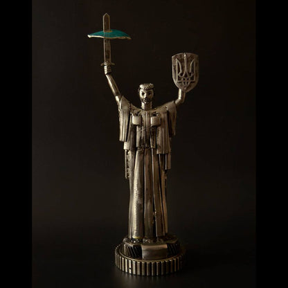 Ukrainian Motherland Monument with fragment of downed SU-34 jet artwork by Hisoshi Art Studio