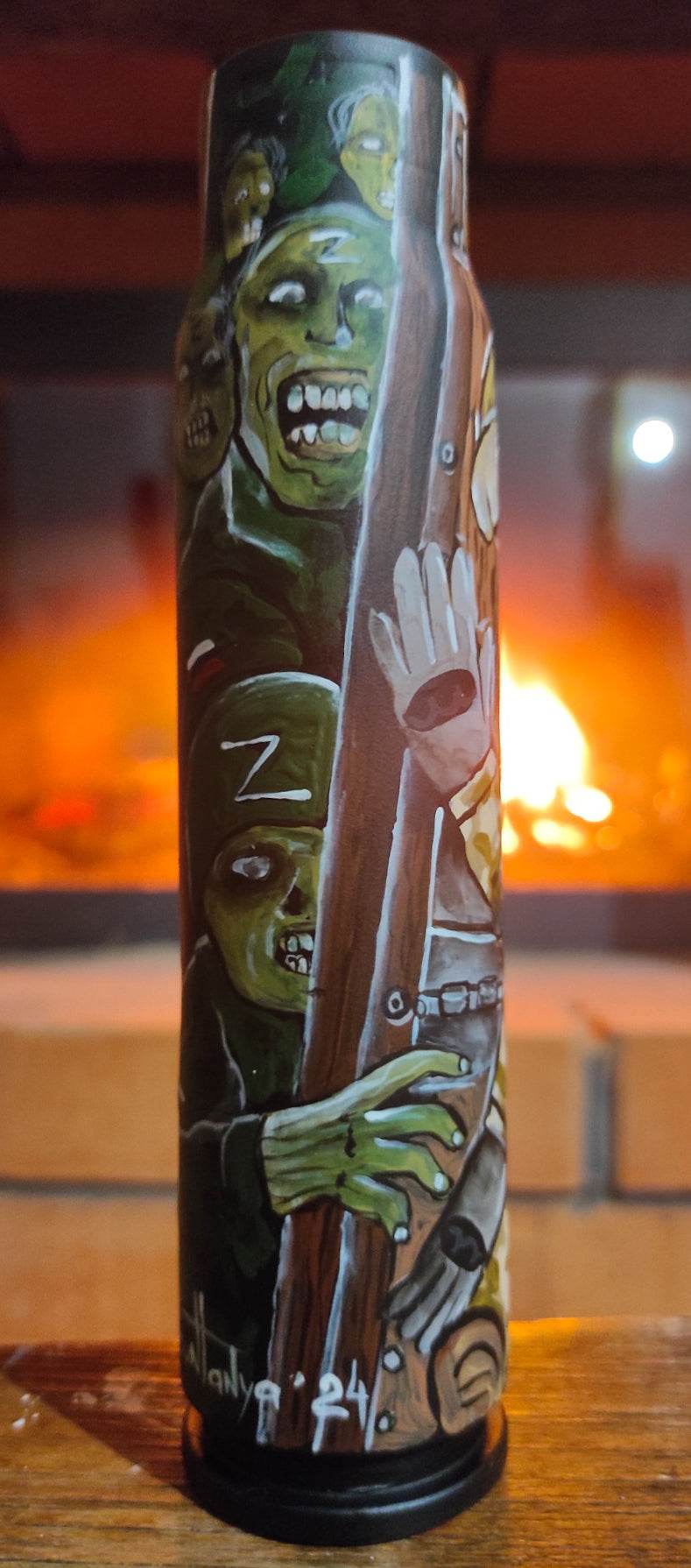 Ukrainian Soldier drawing on 30mm shell by Tanya Shacun
