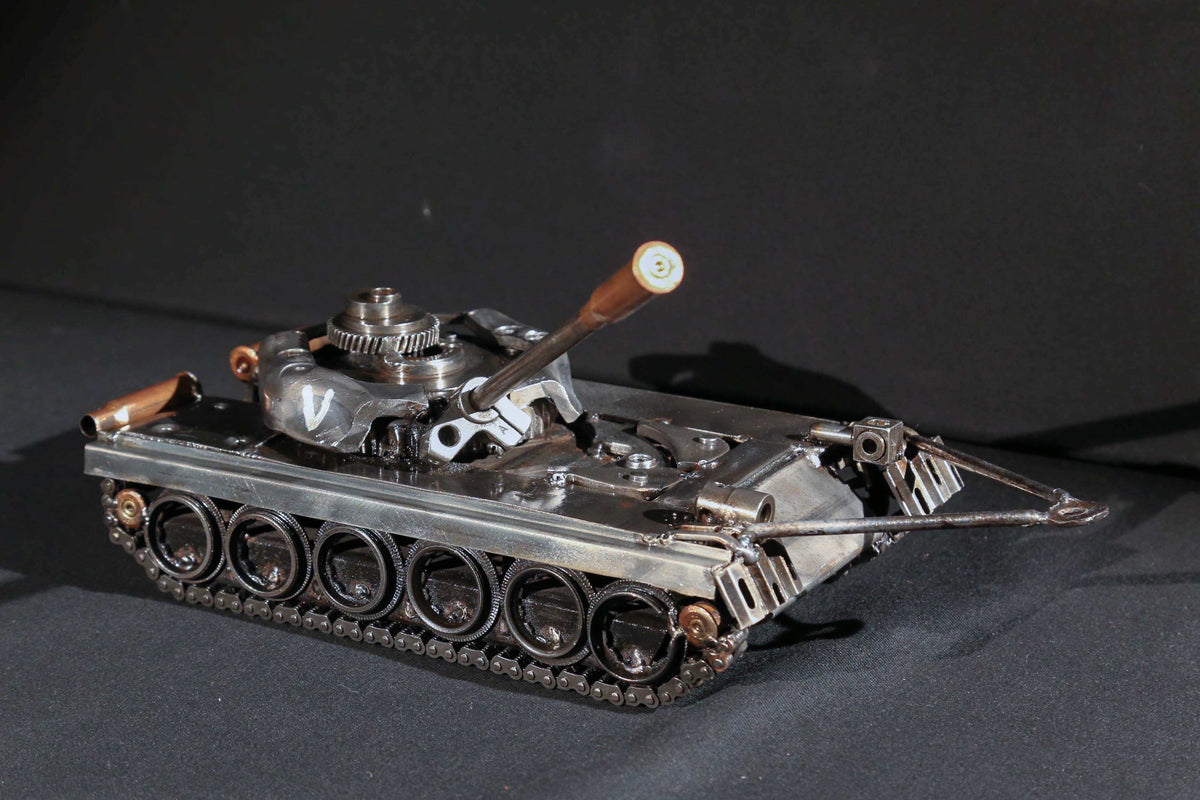 Ukrainian tractor pulling a Russian tank artwork by Hisoshi Art Studio