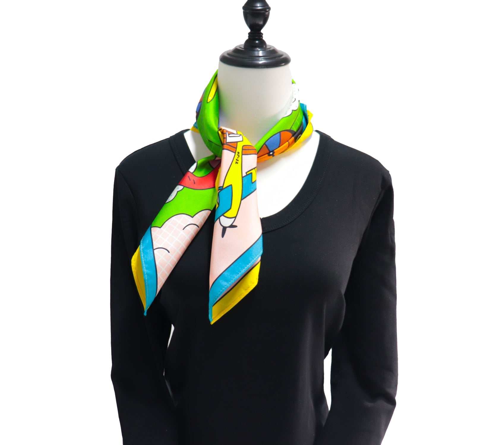 Ukrainian Trojan Horse double-sided mulberry silk scarf 66x66 cm designed in Ukraine