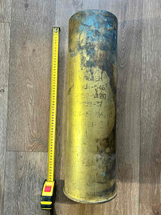 152mm Soviet shell painted with German flag colors standing 54cm tall