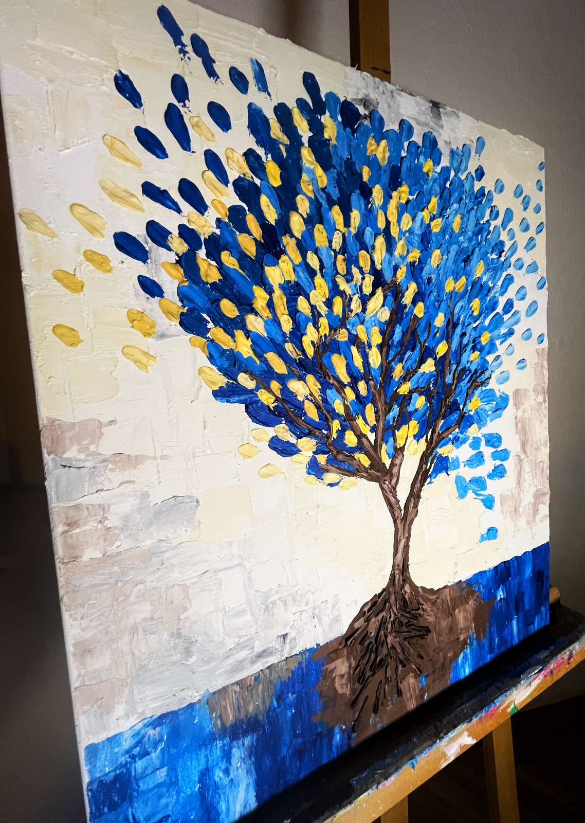 Tree of Ukraine. Acrylic and paste on canvas. (50x60cm). (1195 AH)