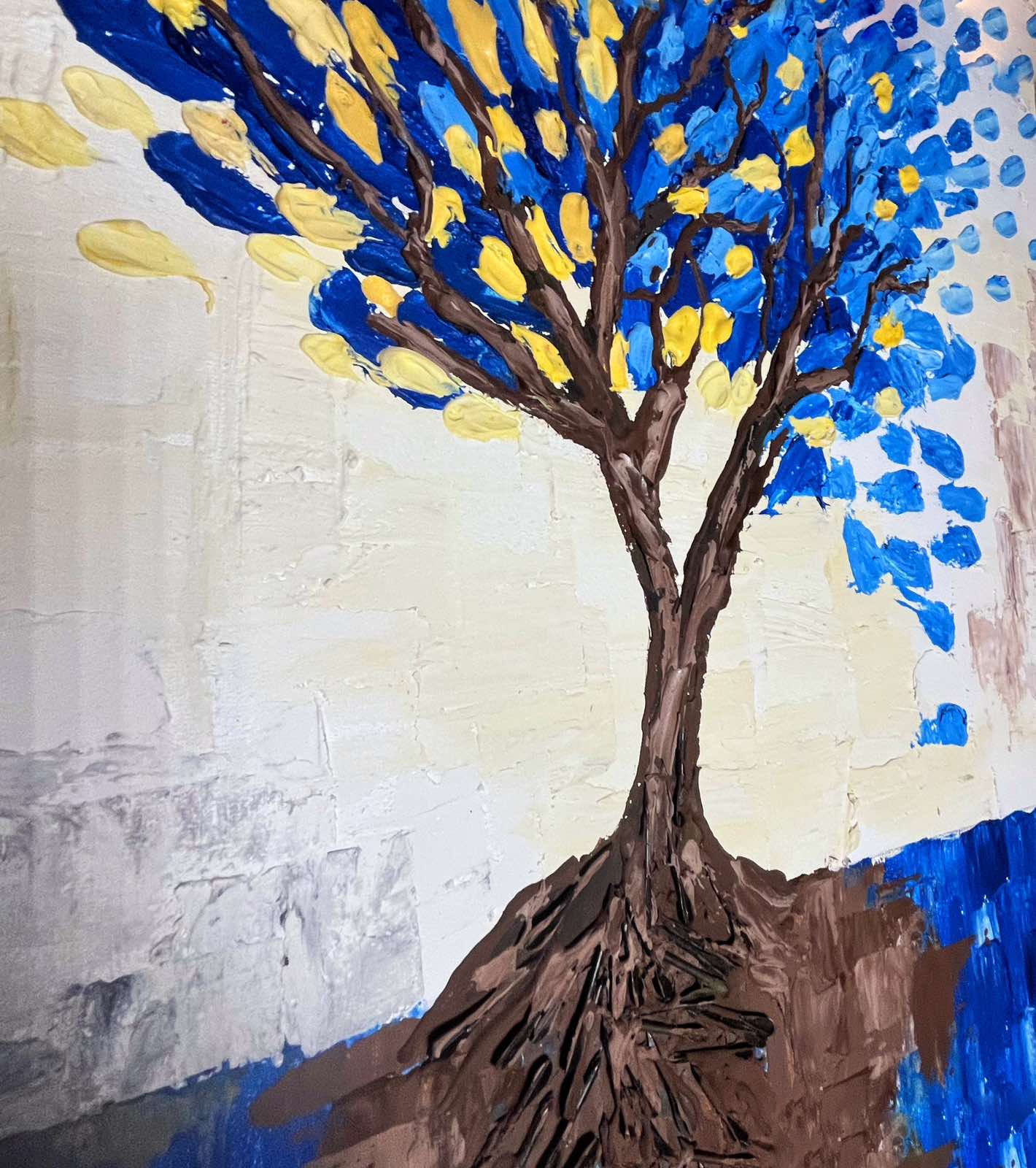 Tree of Ukraine. Acrylic and paste on canvas. (50x60cm). (1195 AH)