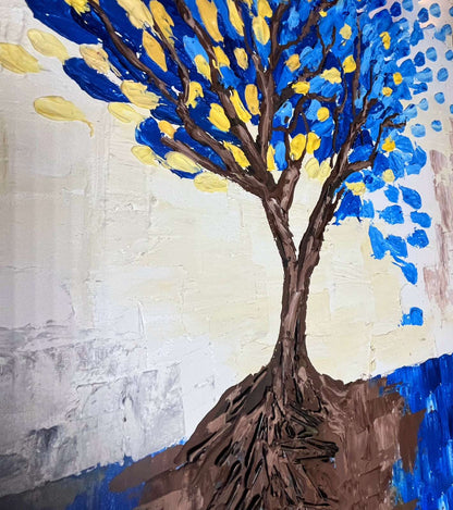 Tree of Ukraine. Acrylic and paste on canvas. (50x60cm). (1195 AH)