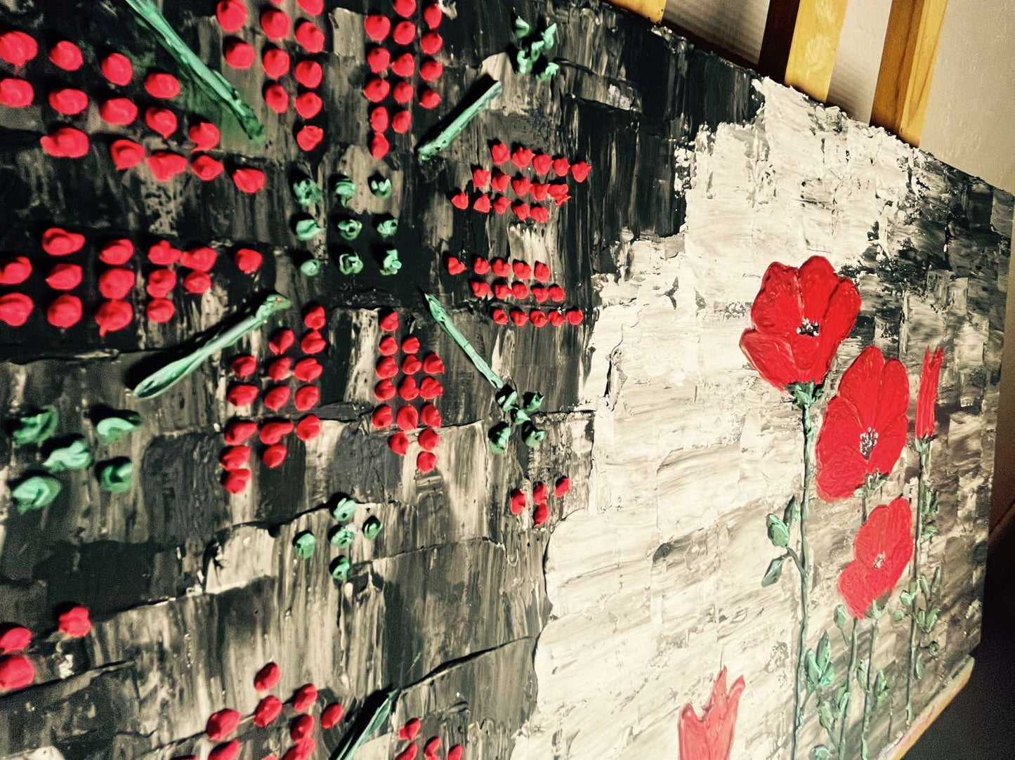 "Poppies". Acrylic and paste on canvas. (40x60cm). (1193 AH)